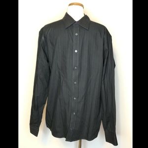 Marc Ecko Cut & Sew Black and Purple Striped Shirt